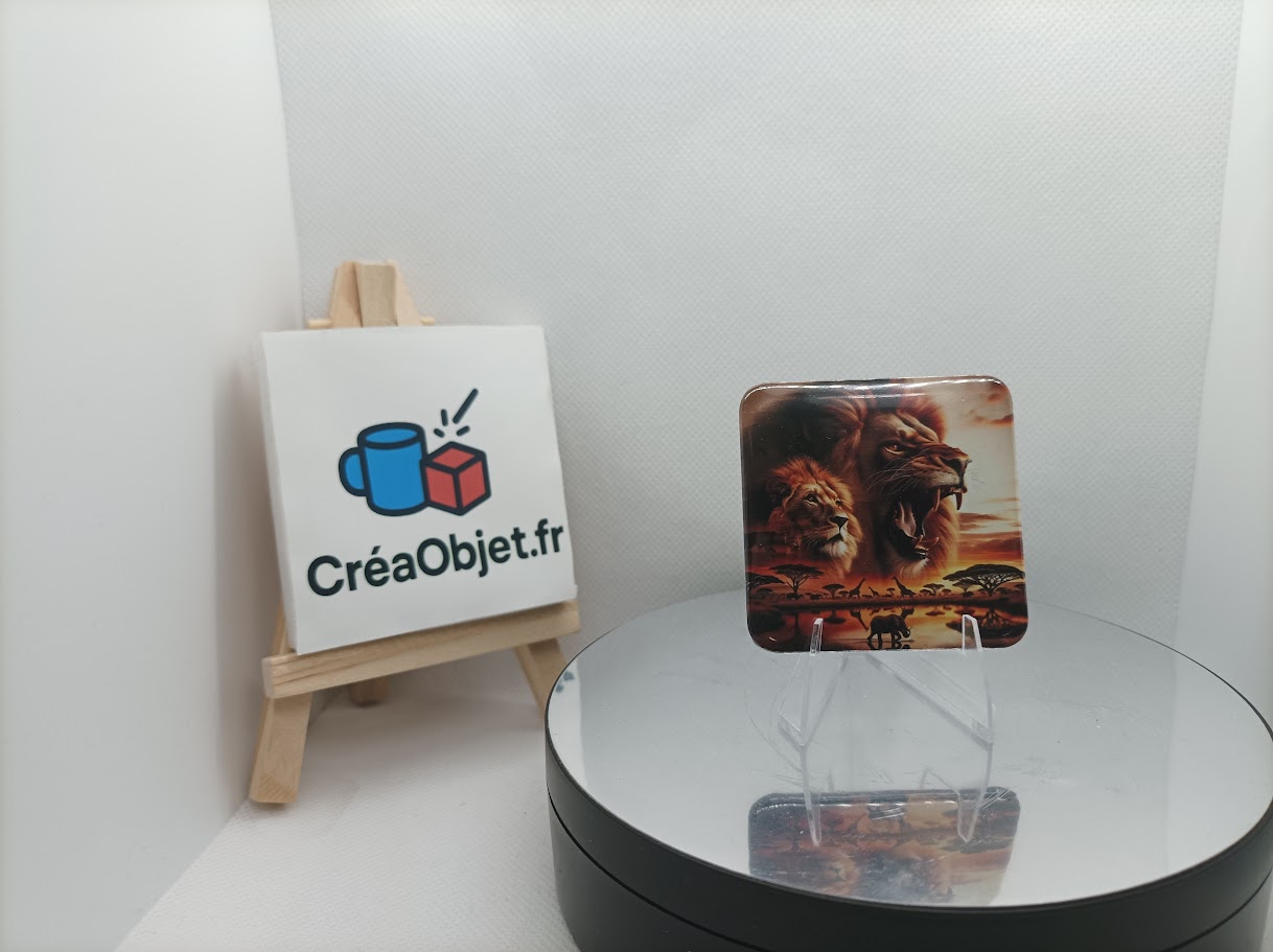 🧲 Lot de 5 boutons carrés magnétiques 50 mm personnalisables « VOTRE LOGO »