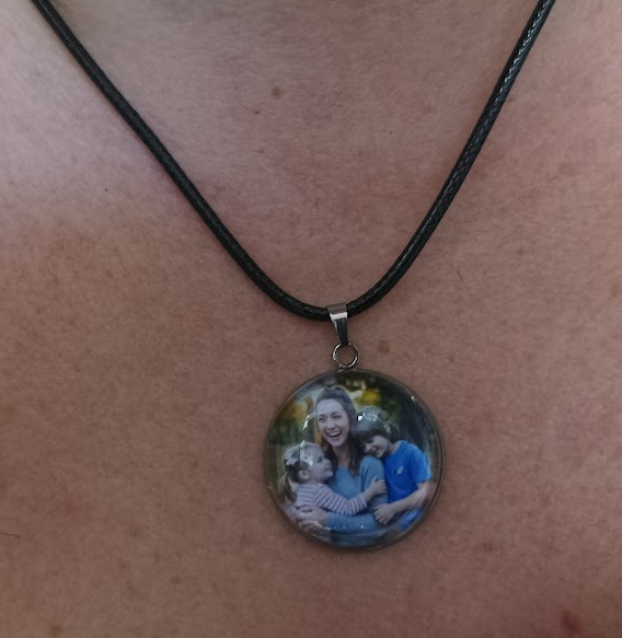 Collier Cabochon – Acier Inoxydable Blanc & Cordon Cuir Tressé (50 cm)