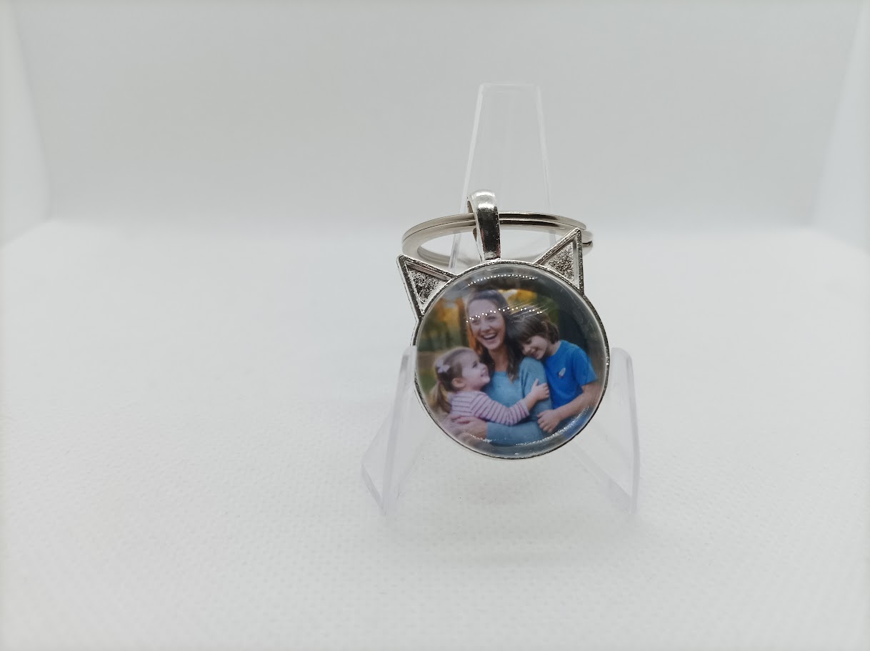 🗝️ Porte-Clés Métallique Personnalisable – Forme de Chat 33 × 30 mm