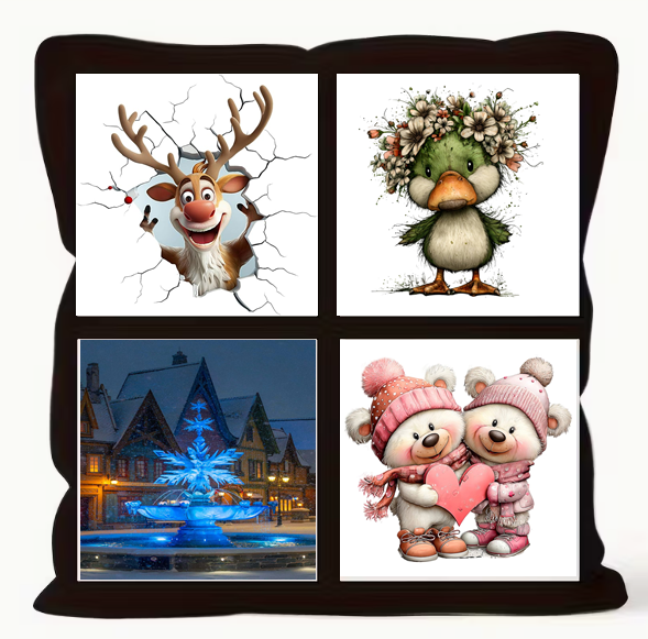 🛋️ Housse de Coussin Personnalisable – 4 Photos (40 x 40 cm)